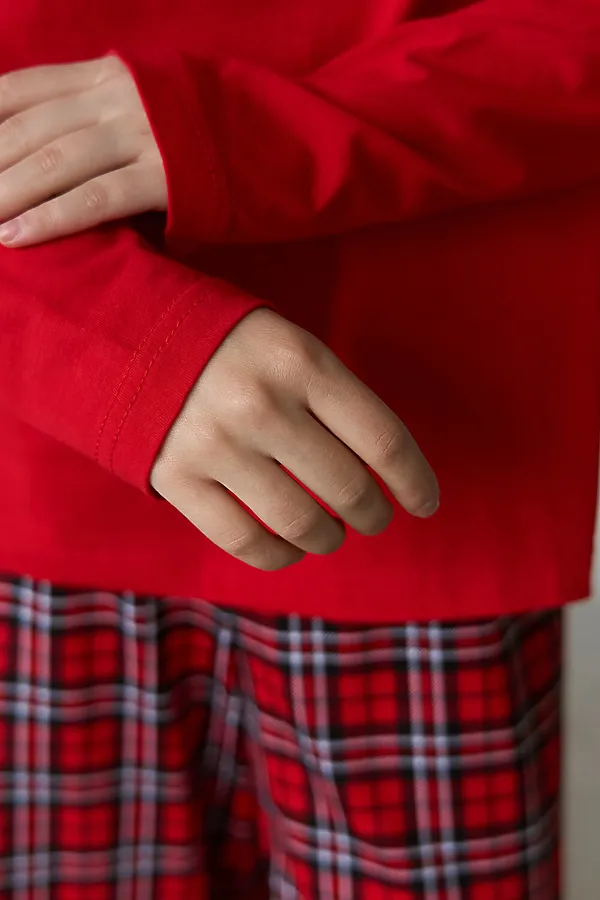 Пижама с брюками хлопковая НАТАЛИ, красный - фото 2