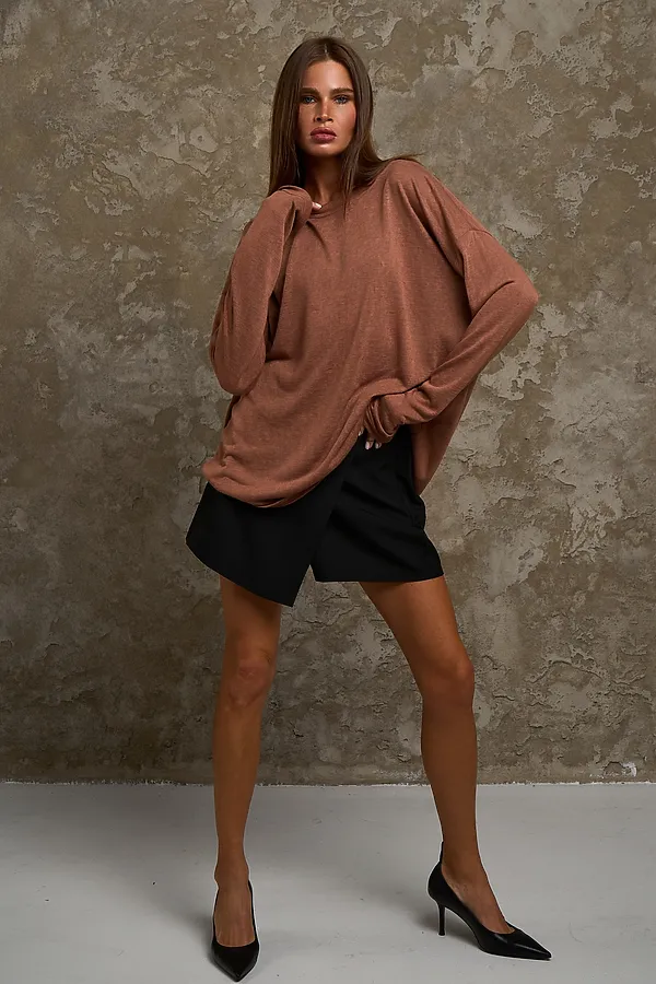 Лонгслив Флам НАТАЛИ, коричневый - фото 2