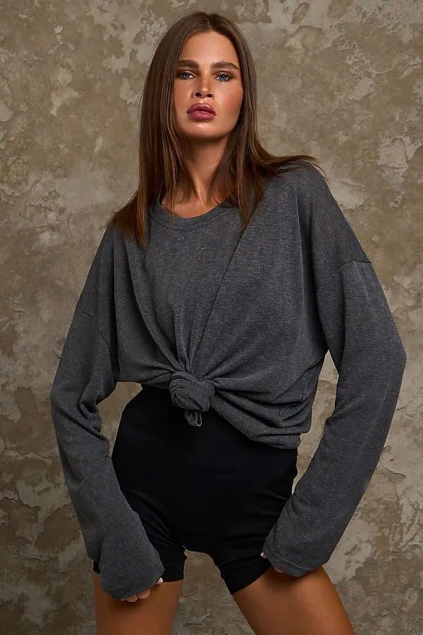 Лонгслив Флам НАТАЛИ, графит - фото 2