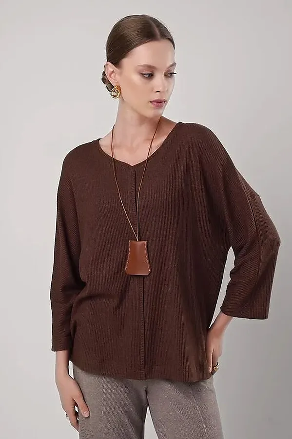 Джемпер CLEVER, меланж коричневый - фото 2