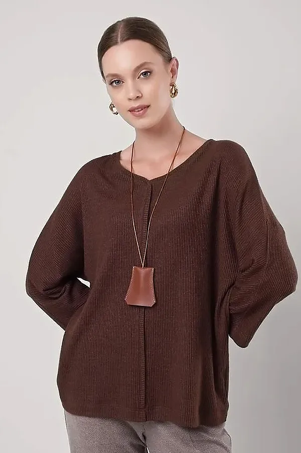 Джемпер CLEVER, меланж коричневый - фото 2