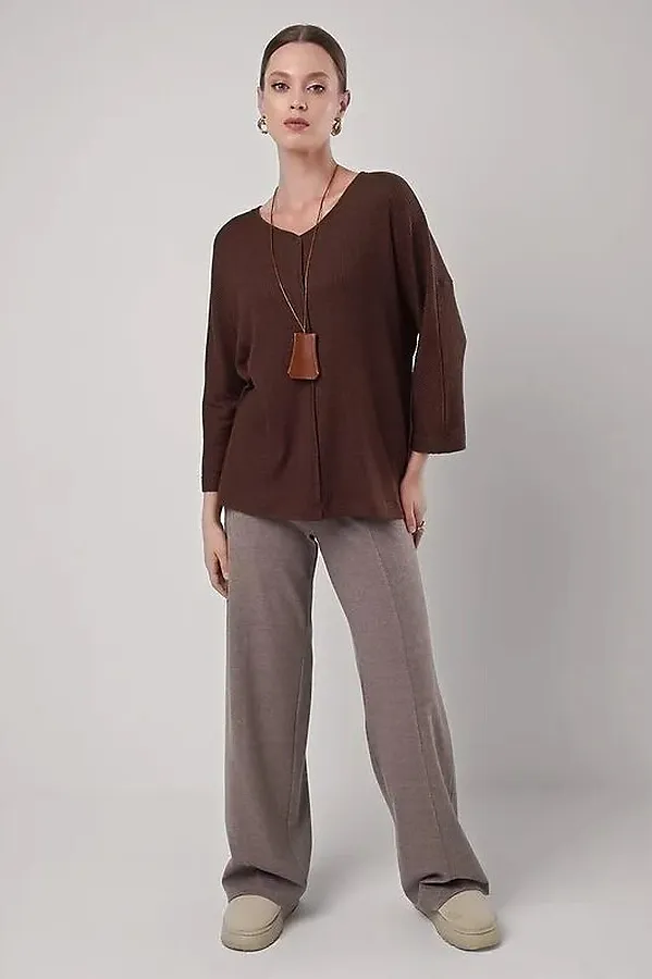 Джемпер CLEVER, меланж коричневый - фото 2