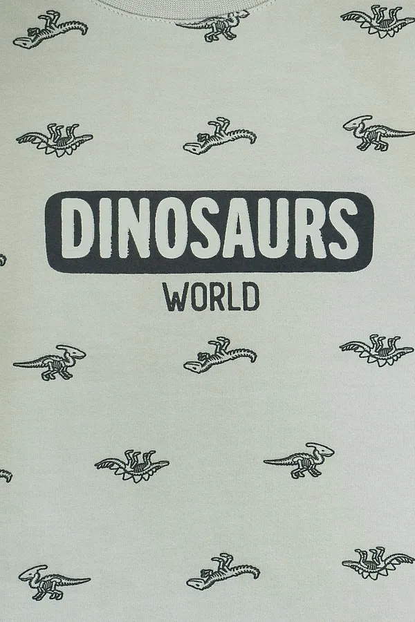 Пижама CROCKID, темно-оливковый,маленькие динозавры - фото 2