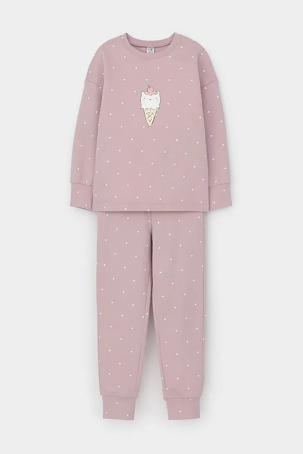 Пижама CROCKID, розовый лед,мини сердечки - фото 2