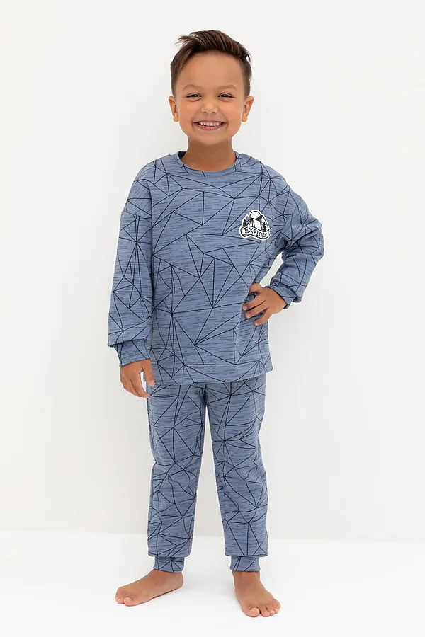 Пижама CROCKID, серо-голубой,линии - фото 2