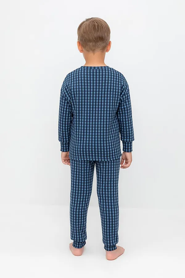 Пижама CROCKID, синий джинс,маленькая клетка - фото 2