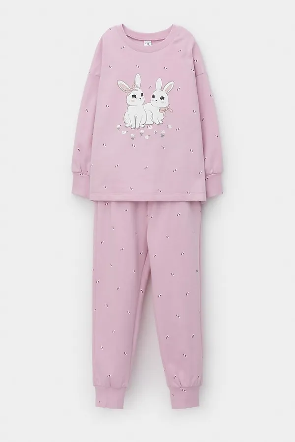 Пижама CROCKID, фламинго,маленькие листья - фото 2