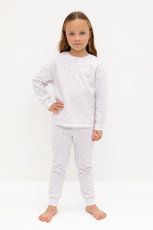 Пижама CROCKID, нежно-лавандовый,лепестки цветов - фото 2