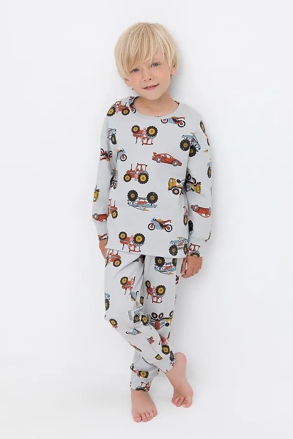 Пижама CROCKID, речной перламутр,машины - фото 2
