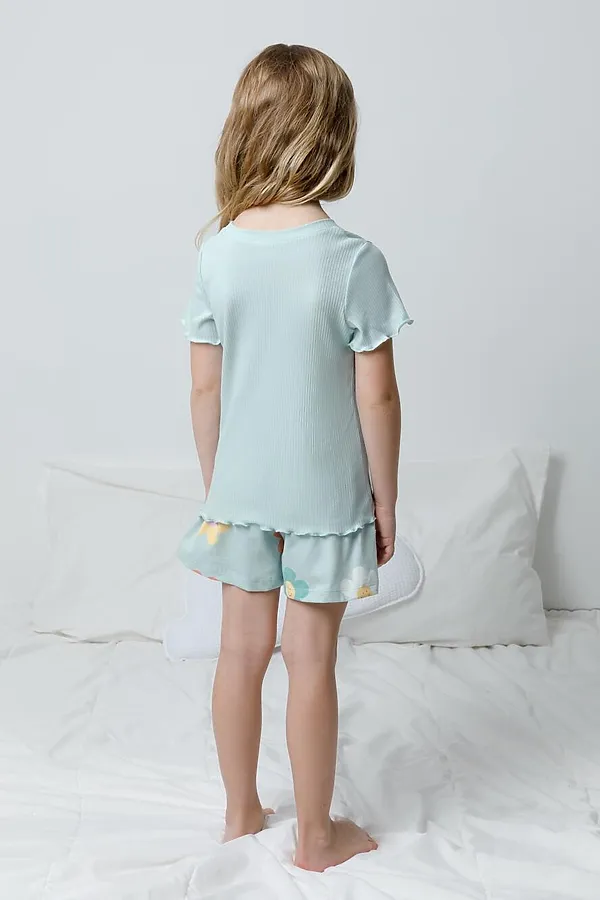 Пижама CROCKID, голубой опал,радостные цветы - фото 2