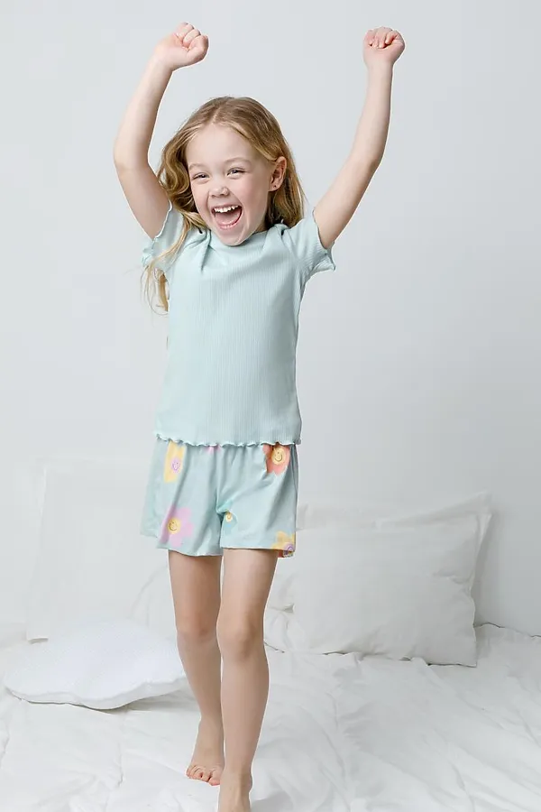 Пижама CROCKID, голубой опал,радостные цветы - фото 2