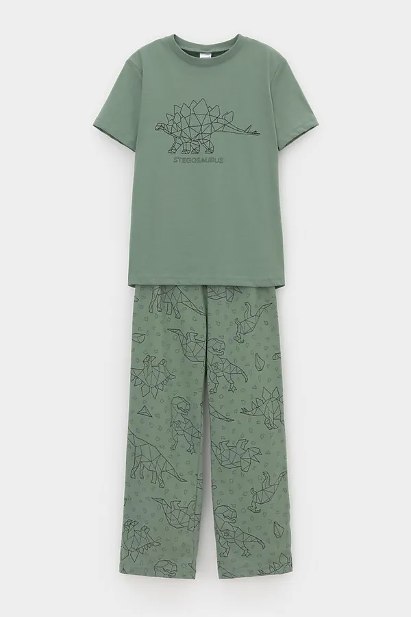 Пижама CROCKID, весенний зеленый,динозавры - фото 2