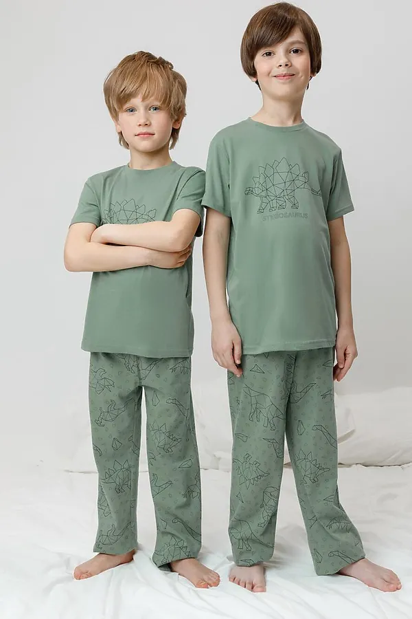 Пижама CROCKID, весенний зеленый,динозавры - фото 2
