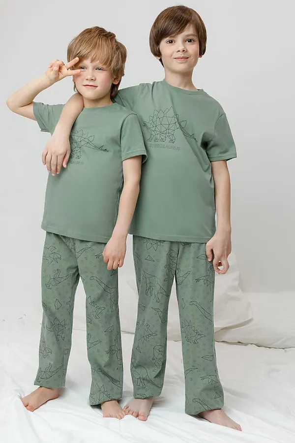 Пижама CROCKID, весенний зеленый,динозавры - фото 2
