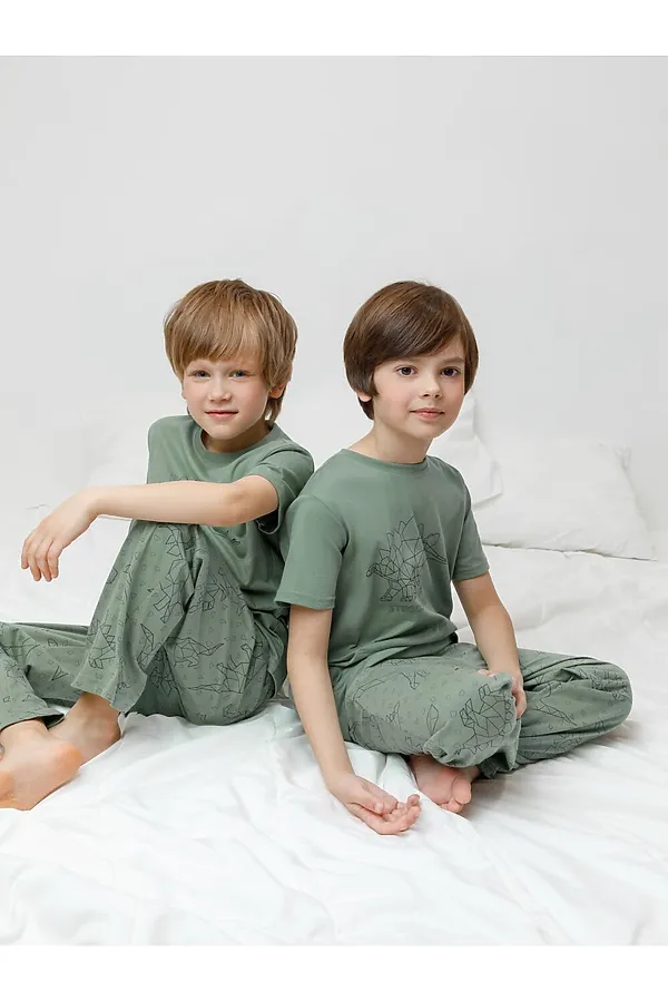 Пижама CROCKID, весенний зеленый,динозавры - фото 2