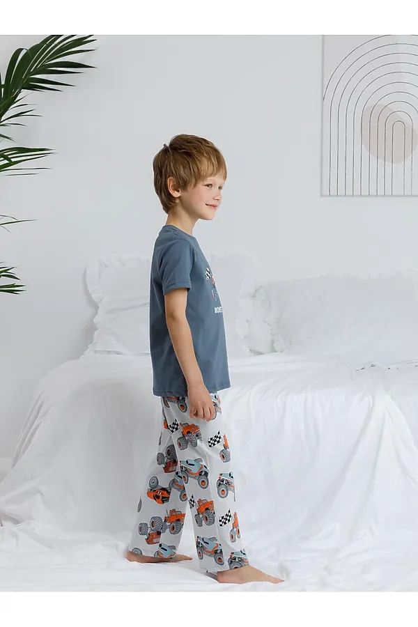 Пижама CROCKID, винтажный синий,машины - фото 2