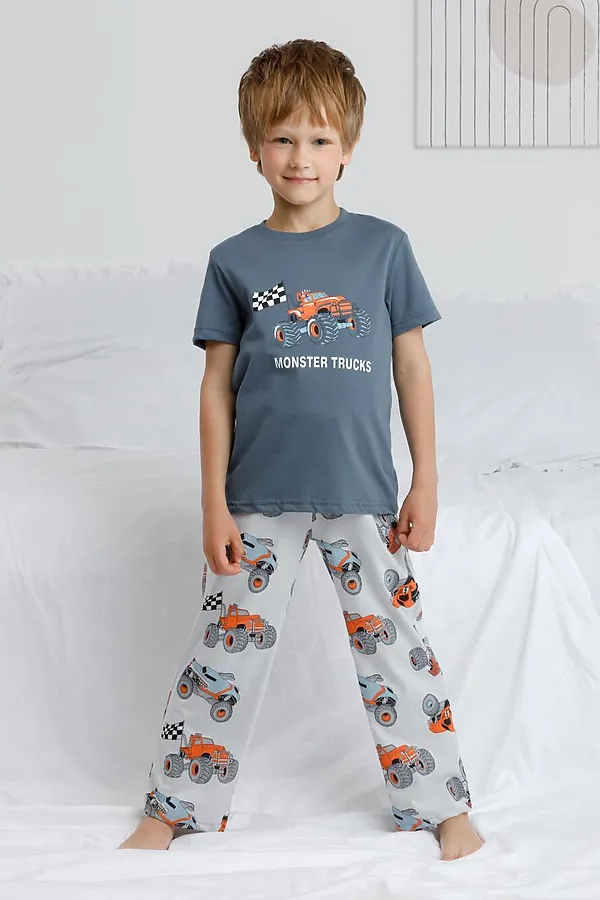 Пижама CROCKID, винтажный синий,машины - фото 2
