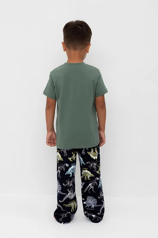 Пижама CROCKID, зеленый мох,цветные динозавры - фото 2