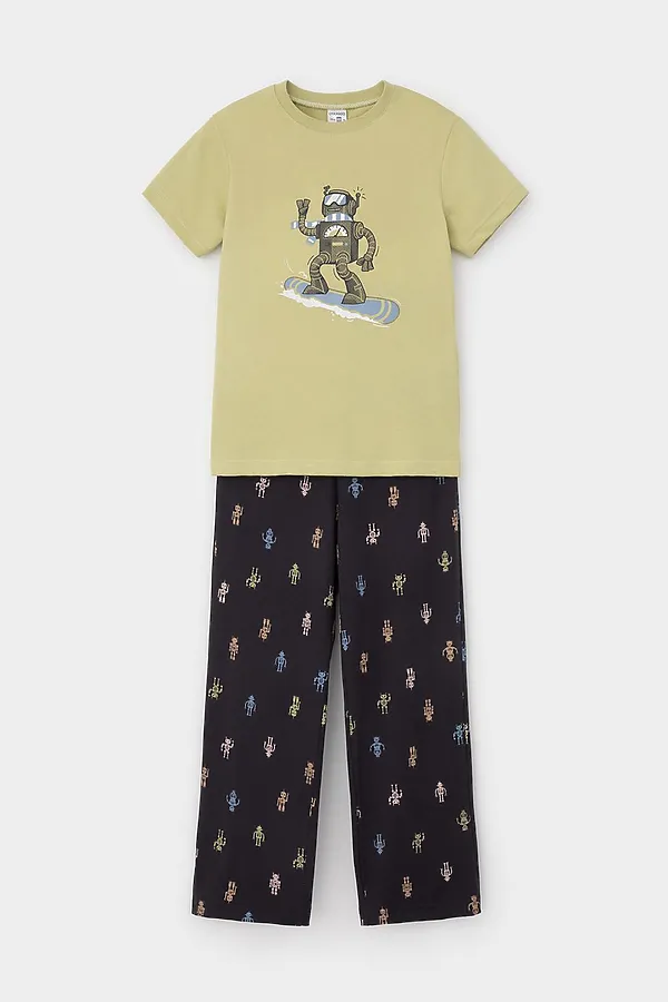Пижама CROCKID, лаймовый крем,цветные роботы - фото 2