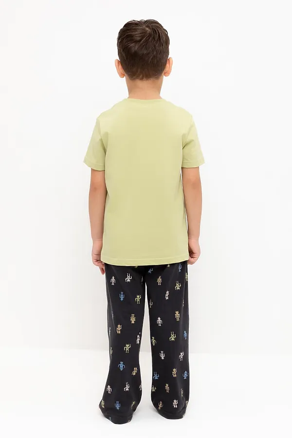 Пижама CROCKID, лаймовый крем,цветные роботы - фото 2