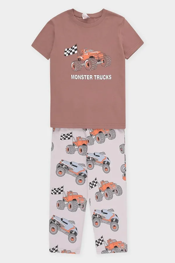 Пижама CROCKID, медно-коричневый,машины - фото 2