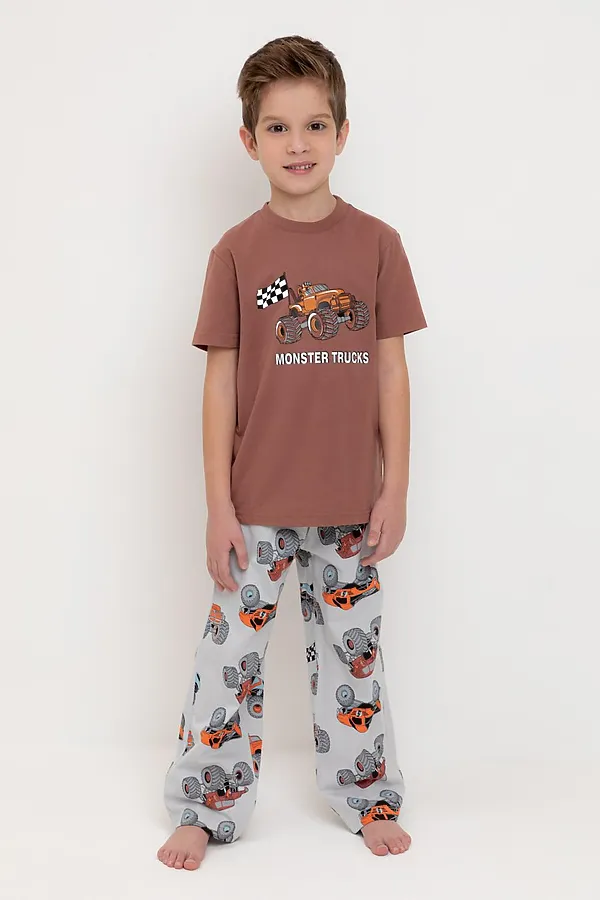 Пижама CROCKID, медно-коричневый,машины - фото 2