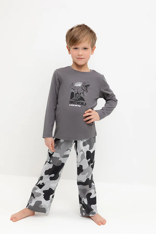 Пижама CROCKID, железо,камуфляж с динозаврами - фото 2