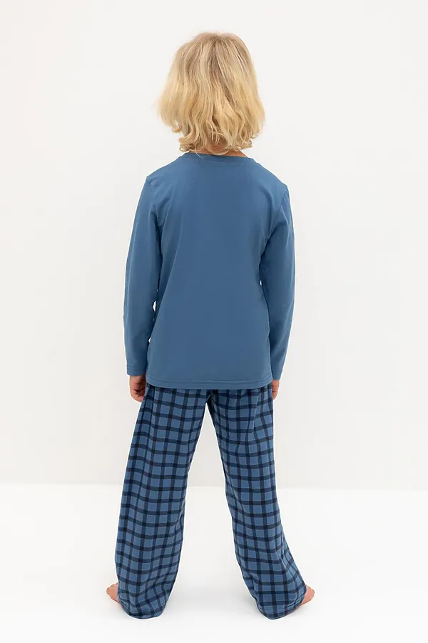 Пижама CROCKID, синяя волна,клетка - фото 2