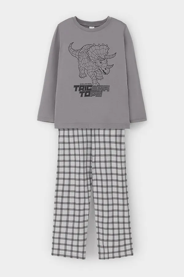 Пижама CROCKID, холодный серый,клетка - фото 2