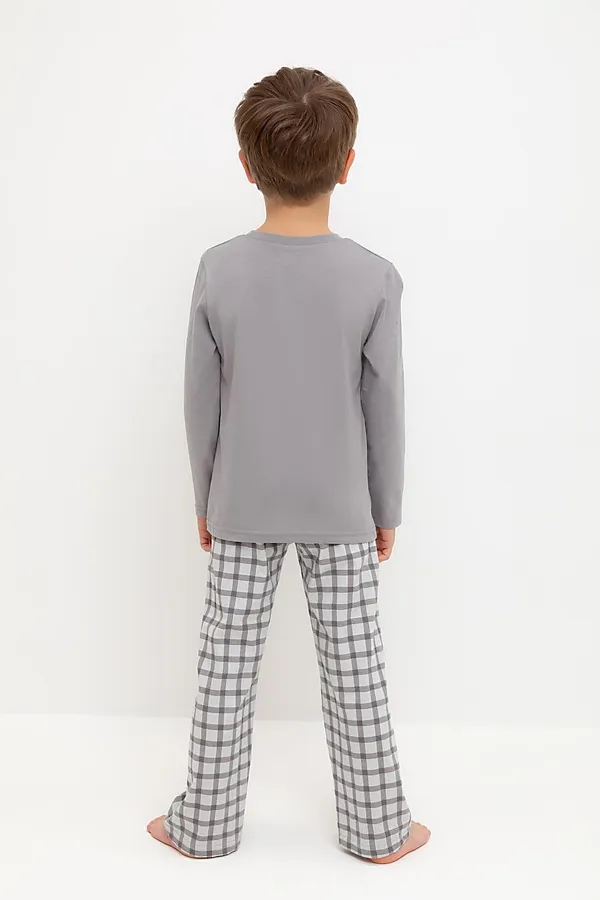 Пижама CROCKID, холодный серый,клетка - фото 2