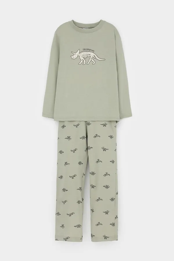 Пижама CROCKID, шалфей,маленькие динозавры - фото 2