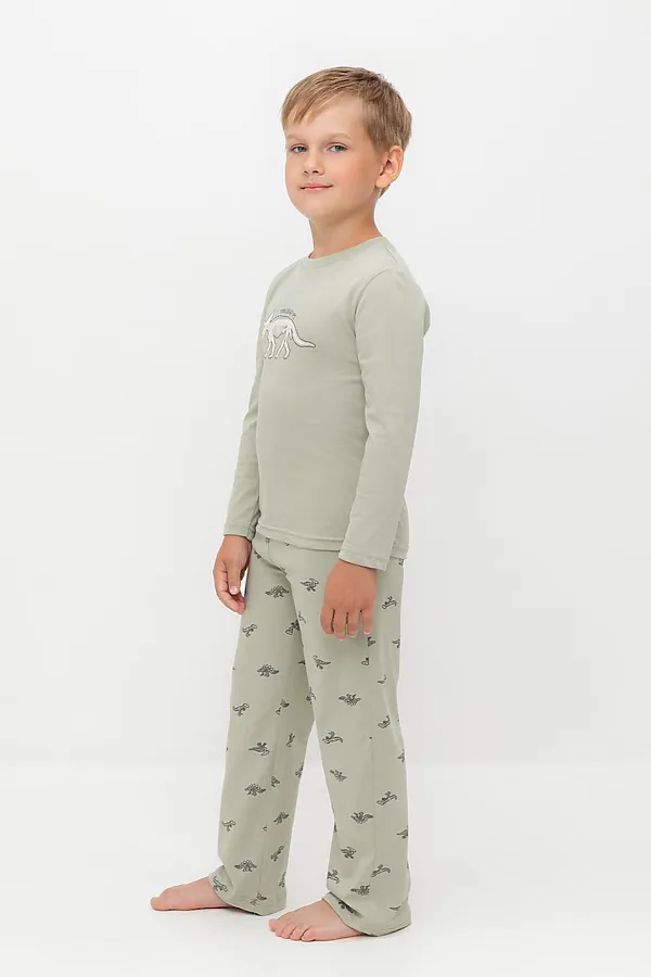 Пижама CROCKID, шалфей,маленькие динозавры - фото 2