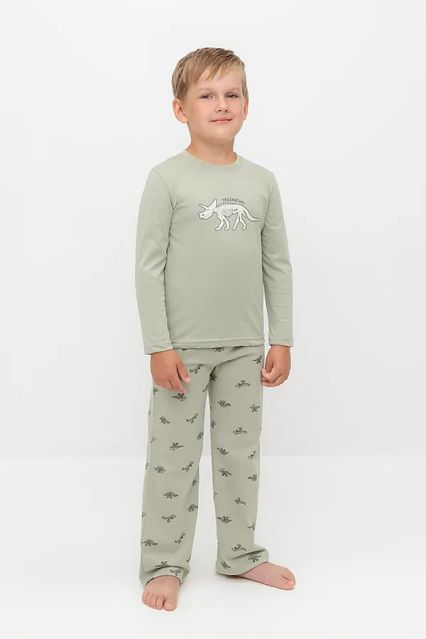 Пижама CROCKID, шалфей,маленькие динозавры - фото 2