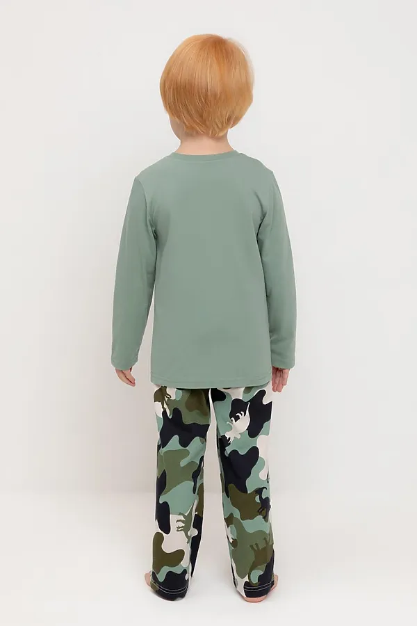 Пижама CROCKID, эвкалипт,камуфляж с динозаврами - фото 2