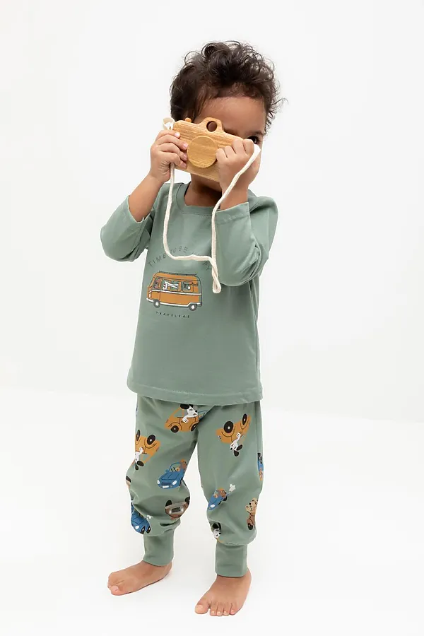 Пижама CROCKID, милитари,собачки в машинках - фото 2