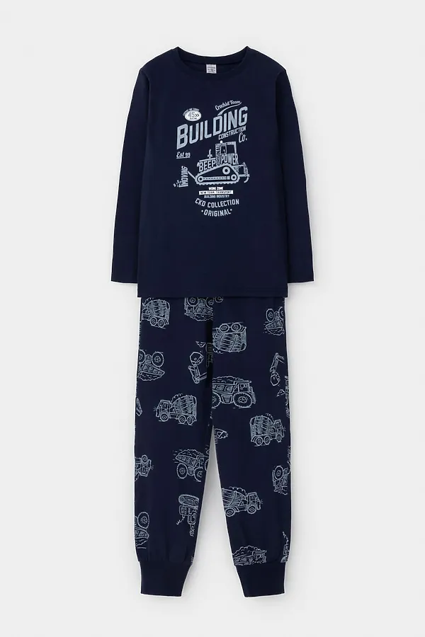 Пижама CROCKID, морской синий,дорожная техника - фото 2