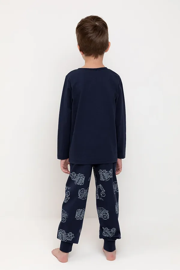 Пижама CROCKID, морской синий,дорожная техника - фото 2