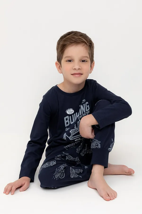 Пижама CROCKID, морской синий,дорожная техника - фото 2