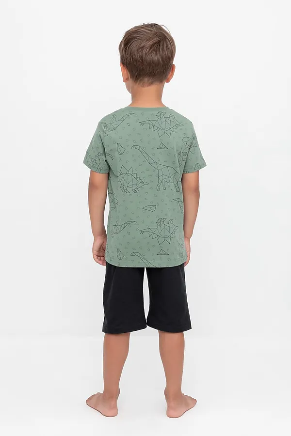 Пижама CROCKID, динозавры на зеленом,черный - фото 2