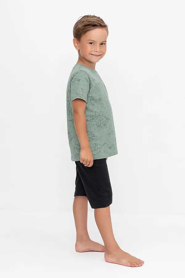 Пижама CROCKID, динозавры на зеленом,черный - фото 2