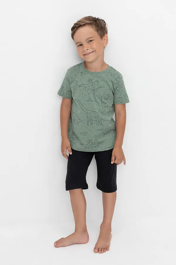 Пижама CROCKID, динозавры на зеленом,черный - фото 2