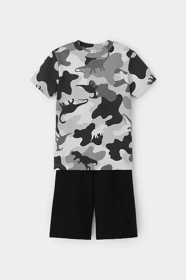 Пижама CROCKID, камуфляж с динозаврами,черный - фото 2
