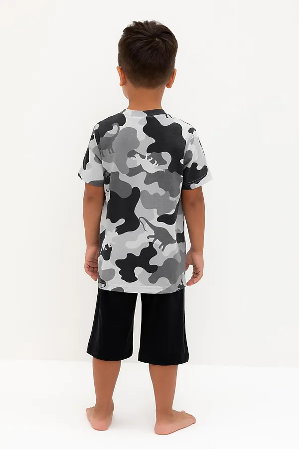 Пижама CROCKID, камуфляж с динозаврами,черный - фото 2