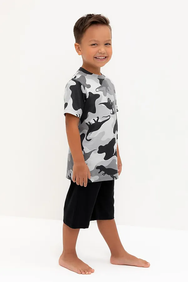 Пижама CROCKID, камуфляж с динозаврами,черный - фото 2