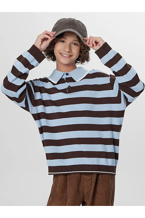 Поло MARK FORMELLE, коричнево -голубая полоска - фото 2