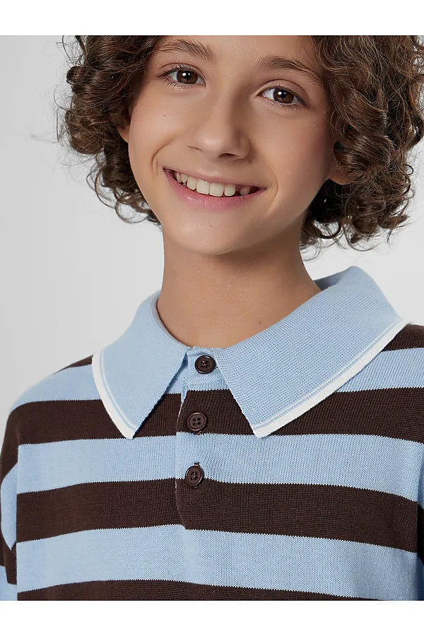 Поло MARK FORMELLE, коричнево -голубая полоска - фото 2