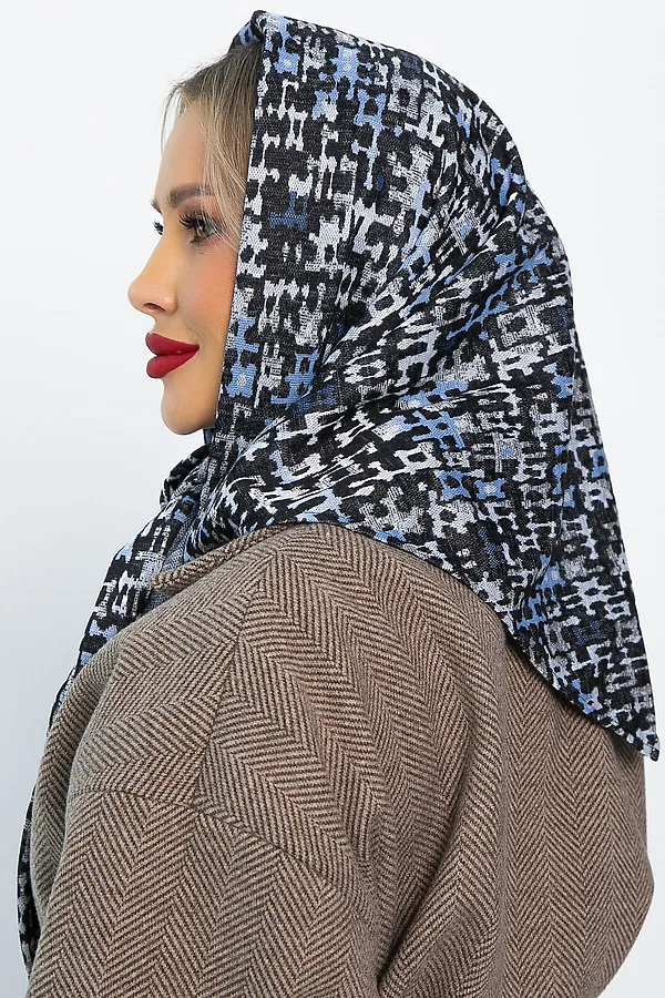 Косынка с отворотом LADY TAIGA, голубые пазлы - фото 2