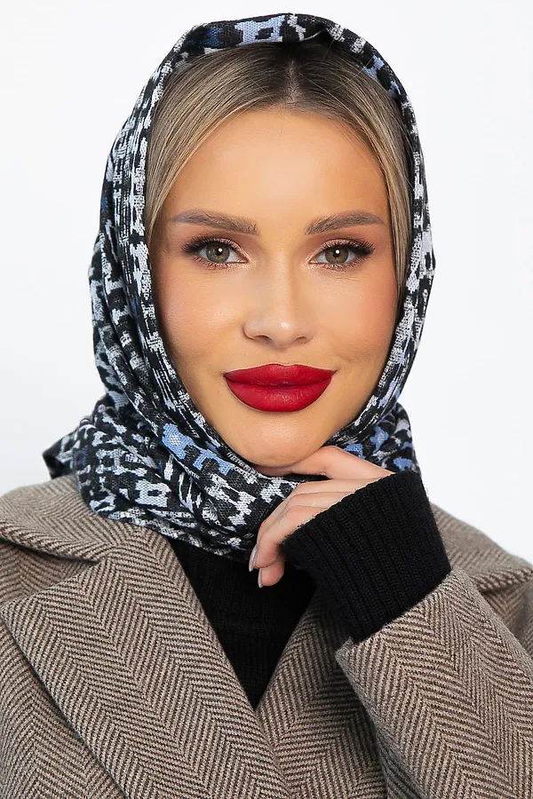 Косынка с отворотом LADY TAIGA, голубые пазлы - фото 2