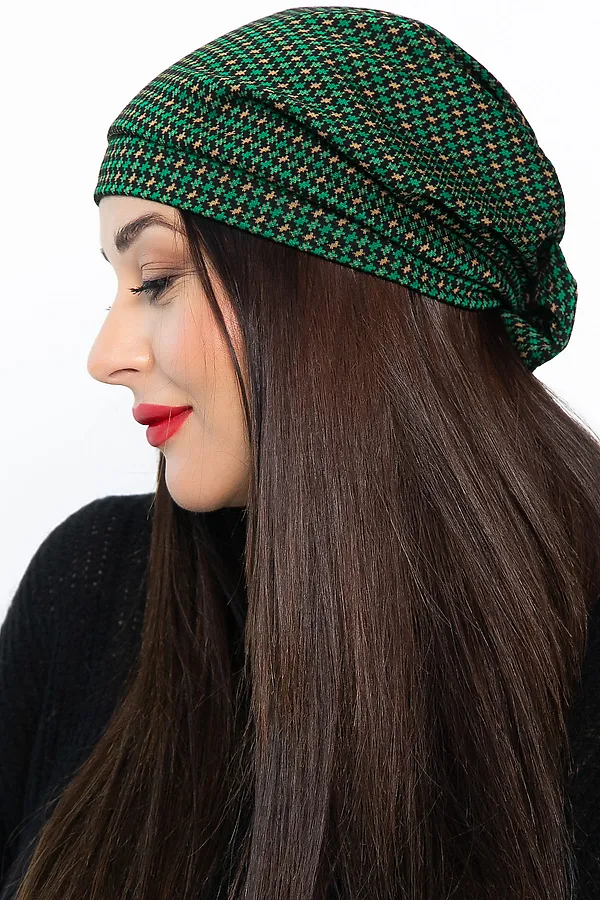 Чалма с бантом LADY TAIGA, зелено-бежевая - фото 2