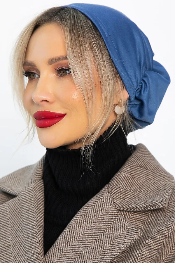 Чалма с резинкой LADY TAIGA, пепельно-синяя - фото 2